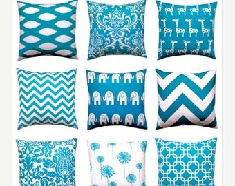 Teal throw pillow Etsy