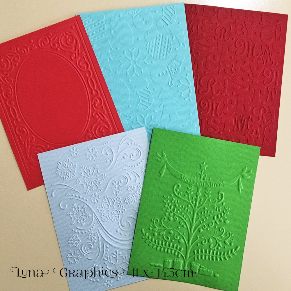 EMBOSSED CARDSTOCK 41/4 x 51/2 inches 5 pack Christmas Pack 1 from