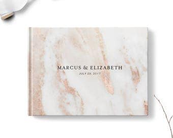 Marble guest book, Landscape or Portrait, Wedding guest book, Blush Pink Marble gb0113