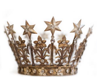 Crown Cake Topper, Santos Crown, Gold Crown, Star Crown, Wedding Cake Topper. As Seen in The Knot.