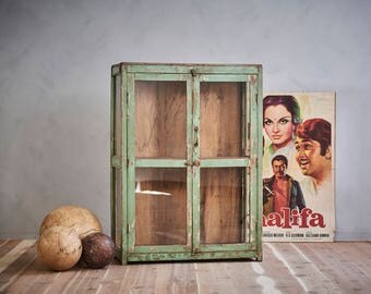 Bar Cabinet Vintage Indian Green Bathroom Cabinet Retail Display Showcase
