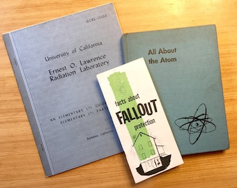 Vintage Nuclear Fallout Book Collection, All amAbout the Atom, Atomic Guides, Fallout Shelter Protection, Radiation Particles