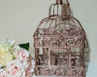 Small Rose Gold Birdcage- Wedding card holder