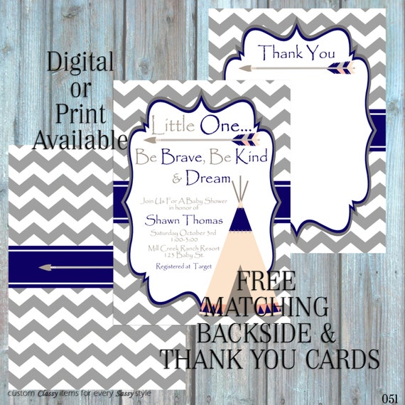 Boho Baby Shower invitation, Tribal Invitation bohemian Shower, teepee Invitation, hippie theme Luncheon boho invite Shower 051