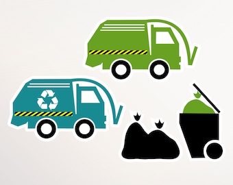 Garbage Truck Birthday Cut Outs for Party Centerpieces