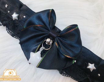 Night Sky Kitten Collar, Kitten Play Collar, Pet Play Collar, Choker, Adult Kitten Play Collar, BDSM Collar