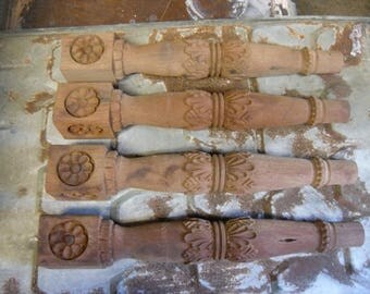 Antique Carved Walnut Table Legs Set of 4 Never Used Architectural Salvage