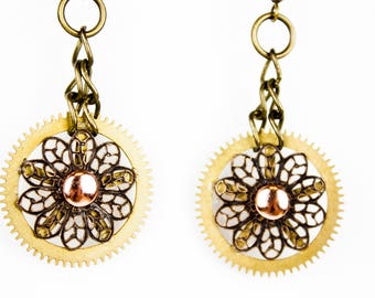 Floral Gear STEAMPUNK Earrings