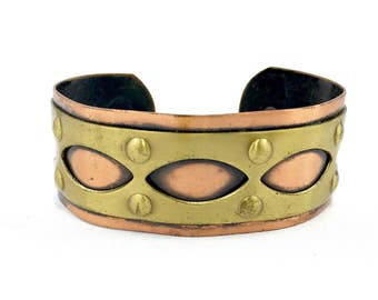 Vintage Cuff Bracelet: Copper & Brass c.1960's