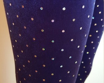 Ladies Purple Holorgam Dot Velvet Leggings
