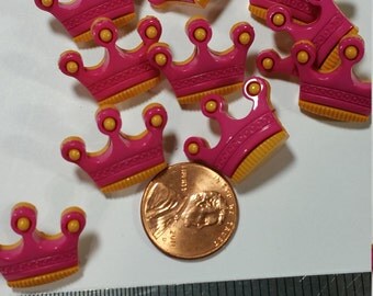 22 Gold/Hot Pink Crown, Tiara Novelty Buttons - Priced to Sell