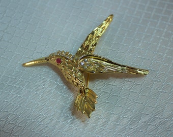 14kt Gold Filled D.M. Lind Hummingbird Brooch