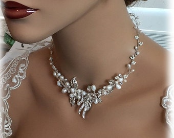 Wedding Jewelry Set Bridal Back Drop Bib Necklace By GlamDuchess