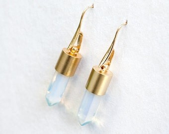 Opalite stick Earrings, minimalist earrings by pardes israel