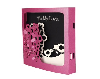 To My Love POP-UP Card | Designer Laser Cut 3D card on Beautiful Papers, Love Card, Romantic Card, Valentines Gift: To My Love