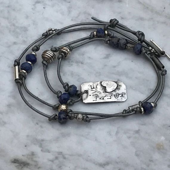 Live - Laugh - Love Pendant Necklace - Sterling Silver - Gemstone - Fine Silver - Raw silver - Rustic boho Sundance Style