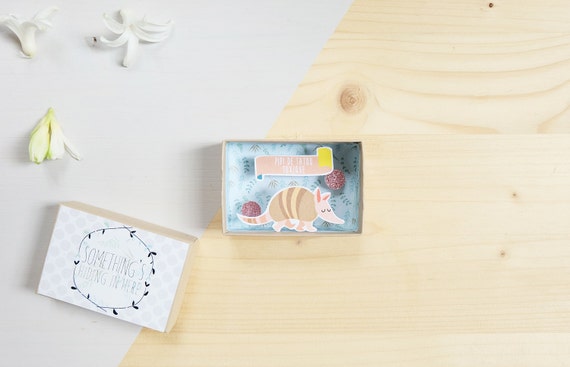 Pipi de tatou message box / Miniature Art / Diorama / 3d Art / Decorative Matchbox / Miniature paper diorama / Love