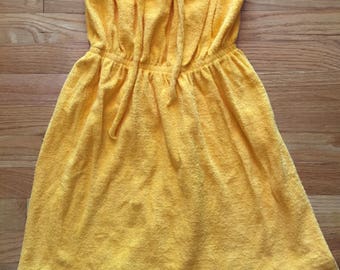 Vintage 70s California Gold terry cloth strapless mini swim cover-up small