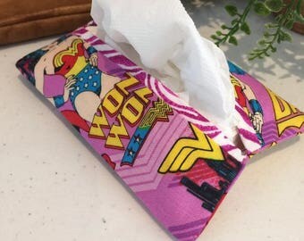 Wonder Woman Super Woman Pocket Kleenex Tissue Holder Fabric Feminine Products