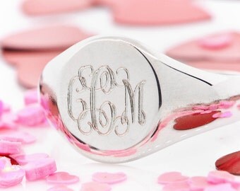 Personalized Jewelry,Monogram Ring, Sterling Silver Signet Ring, Engraved Ring, Personalized Ring, Engraved Jewelry, Engraved Signet