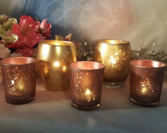 30 Rose Gold Mercury Glass Votive Candle Holders / parties / holidays / weddings / gift / Wedding Centerpiece / Events / BEST VALUE