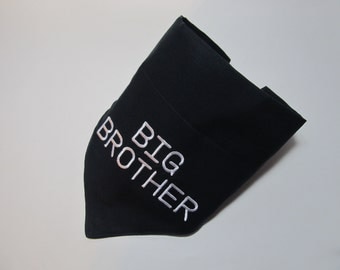 Big Brother Dog Bandana - Over the Collar Style - Makes a Great Gift - Shown in Black with White Letters