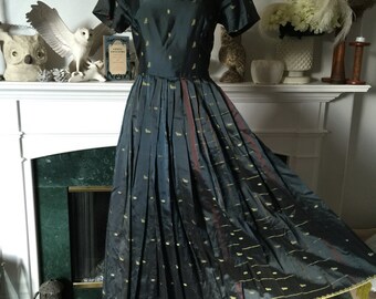 50s Silk Sari Fabric Party Dress