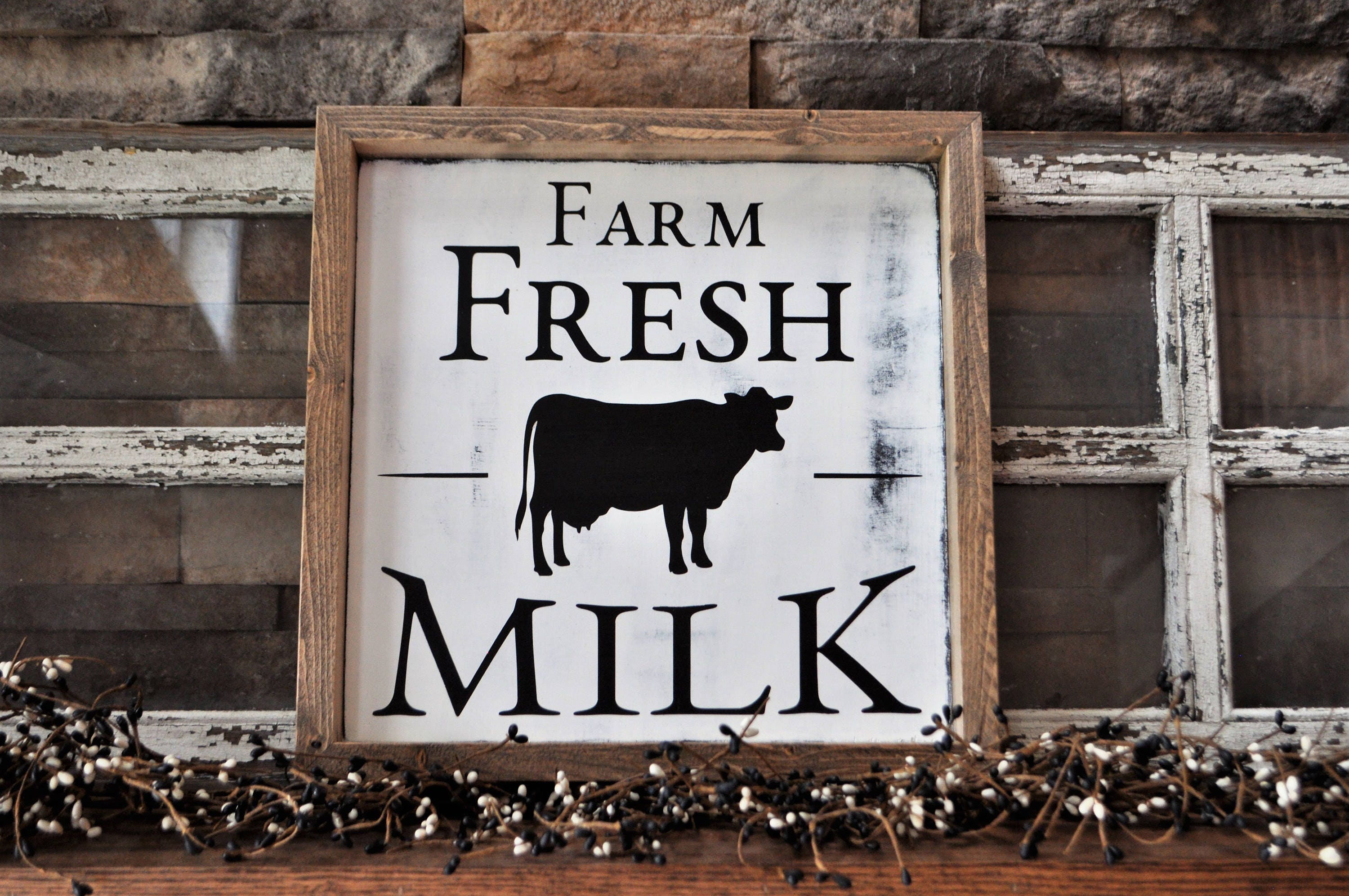 Farm Fresh Milk Sign Farm Fresh Eggs Sign Farmhouse Wall