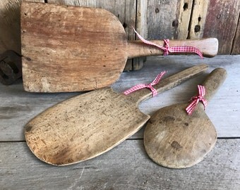 19th C French Wood, Cheeseboard with Handle, Pella a Beurre, Butter Pats, French Farmhouse, Rustic Cuisine, 2 Available