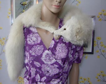 Vintage 1940s White Fox Fur Scarf Real Fox Fur Stole Vintage Bridal Wrap White Fur Shawl