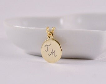 Initials Necklace engraved gold-plated name