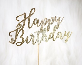 Happy Birthday Cake Topper - Glitter - Birthday. Smash Cake Topper. Birthday Party. First Birthday. Birthday Cake Topper. Birthday Decor.