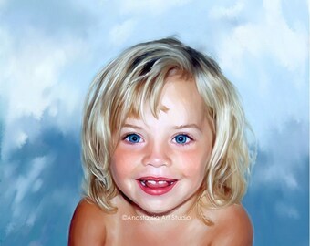 Custom Portrait Kids - Personalized canvas painting art from photo