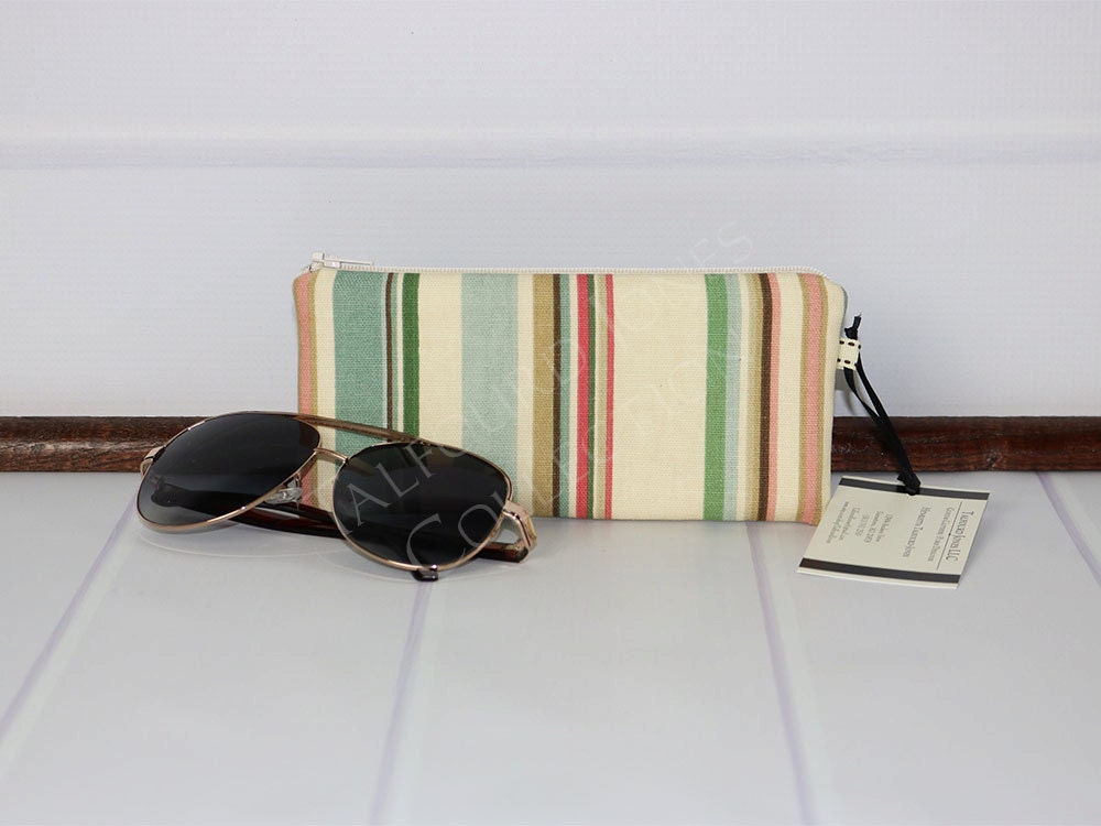 Zipper Reading Glasses Case Padded Eyeglass Pouch Stripe