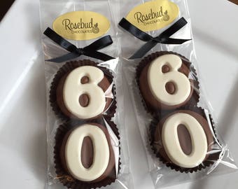 Chocolate Covered Oreo Cookie Candy Party Favors Number Sixty 60th Anniversary Birthday #60 Decorations 60s Dessert Table Decor