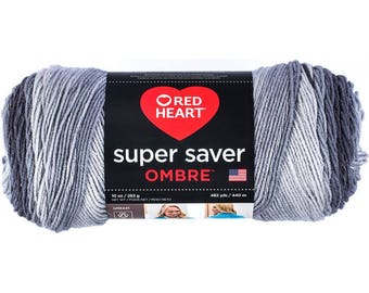 Red Heart Super Saver Ombre Yarn Anthracite Color Gradient Yarn