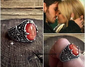 Once Upon a Time Inspired Jewelry - OUAT - Captain Hook inspired ring - Killian Jones Ring - resin sparkle cabochon