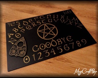 Ouija Board HALLOWEEN in gold or silver color - hand painting - wicca exorcism witch magic - 30x45 cm ( 11,81x17,71 inch )