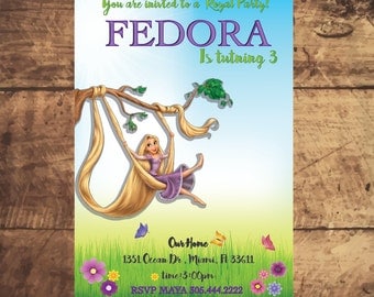TANGLED RAPUNZEL Birthday invitation, Disney, disney princess, printable, Invitacion, invitation d'anniversaire, invito compleanno