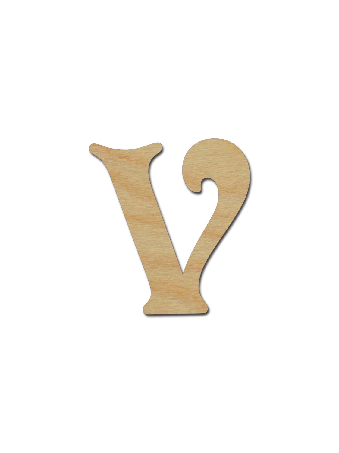 unfinished wood letter V wood letter 6 inch tall