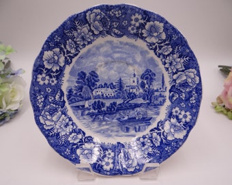 Vintage Palissy Pottery England Thames River Scenes "Bray Bucks" Large Saucer or Underplate