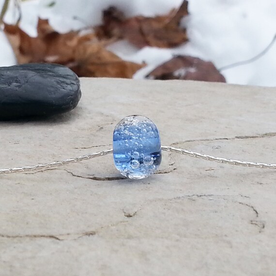 Items similar to Floating Single Bead Necklace, 925 Sterling Silver and Handmade Lampwork Glass