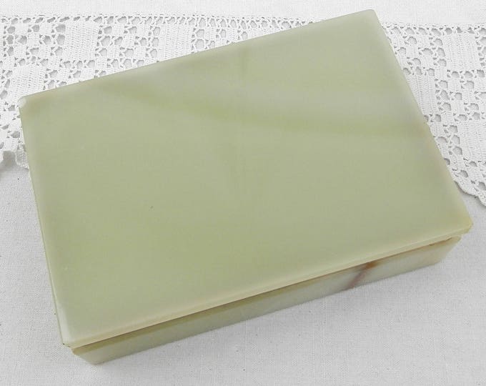 Vintage Mid Century Carved Veined Green Marble Onyx Agate Box, Cigarette Box, Office, Retro Home, Interior, Mid Century Modern, 1970s, 1960s