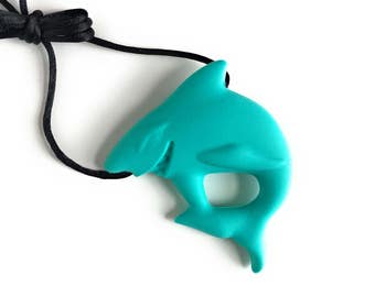 Silicone Chewable Shark Necklace, focus fidget, teething, sensory, Aspergers, autism, ADHD, special needs, break away necklace