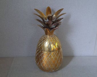 Vintage Brass Lidded Pineapple - Brass Pineapple Box - Pineapple Barware - Barware - Hollywood Regency