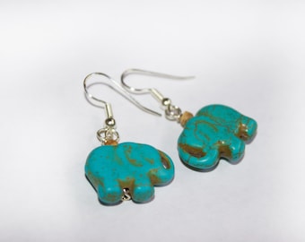 Turquoise Elephant Earrings