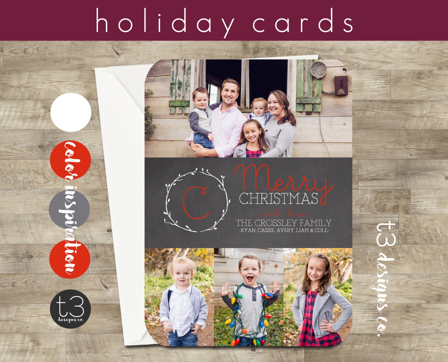 Multiple Photo Christmas Card holiday card Christmas card