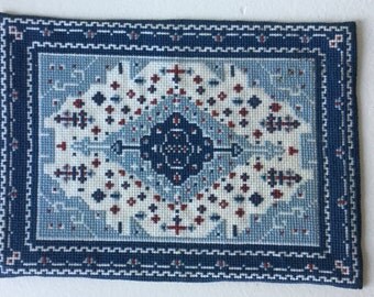 Items similar to Shabby blue & pink round dollhouse miniature rug ...