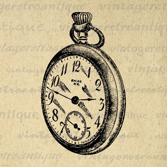 Pocket Watch Printable Graphic Image Pocketwatch Illustration