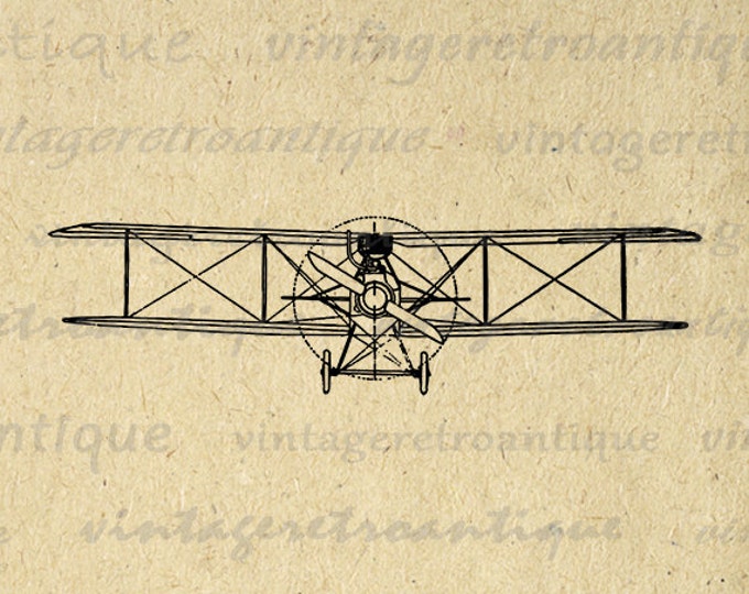 Printable 1917 Biplane Graphic Image Antique Airplane Digital Vintage Plane Download Clip Art Jpg Png Eps HQ 300dpi No.1607
